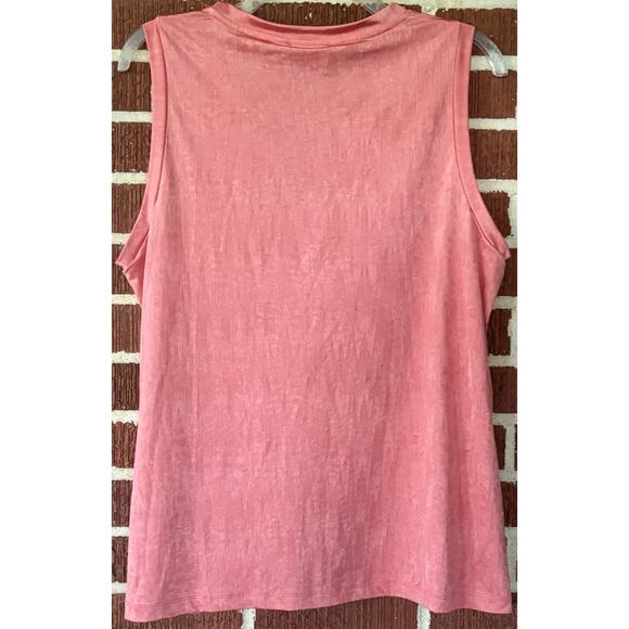 Chico's Coral Sleeveless Satiny Knit Ruffled Front Tank Size 3 (XL) - Picture 2 of 3